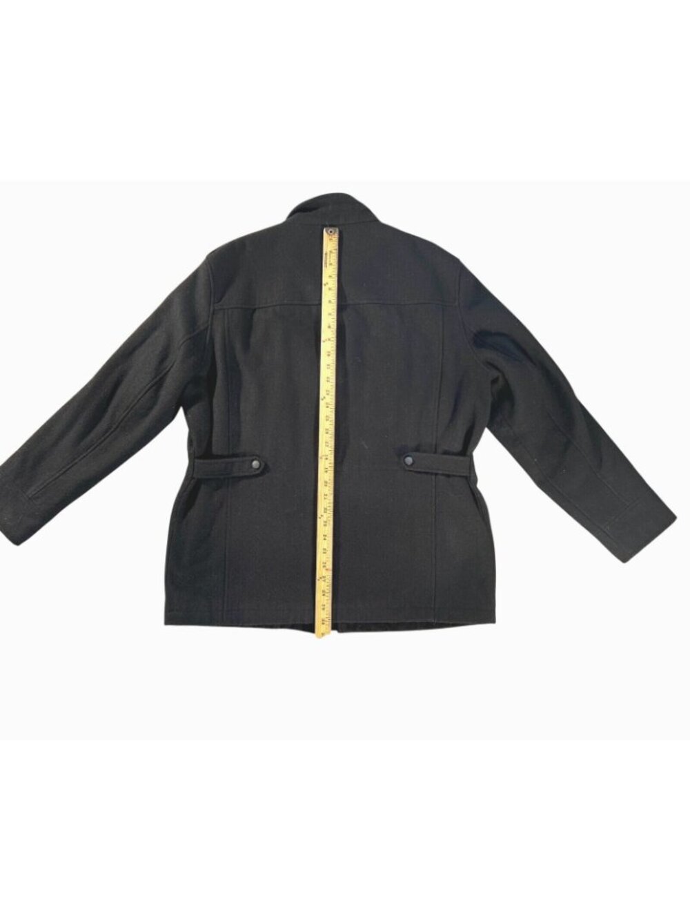 Calvin Klein Field Coat Men's Black Lg Wool Blend Zip Button 4 Pockets Solid - Picture 7 of 13
